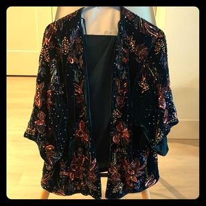 Zara Velvet Embroidered Applique Sequin Jacket